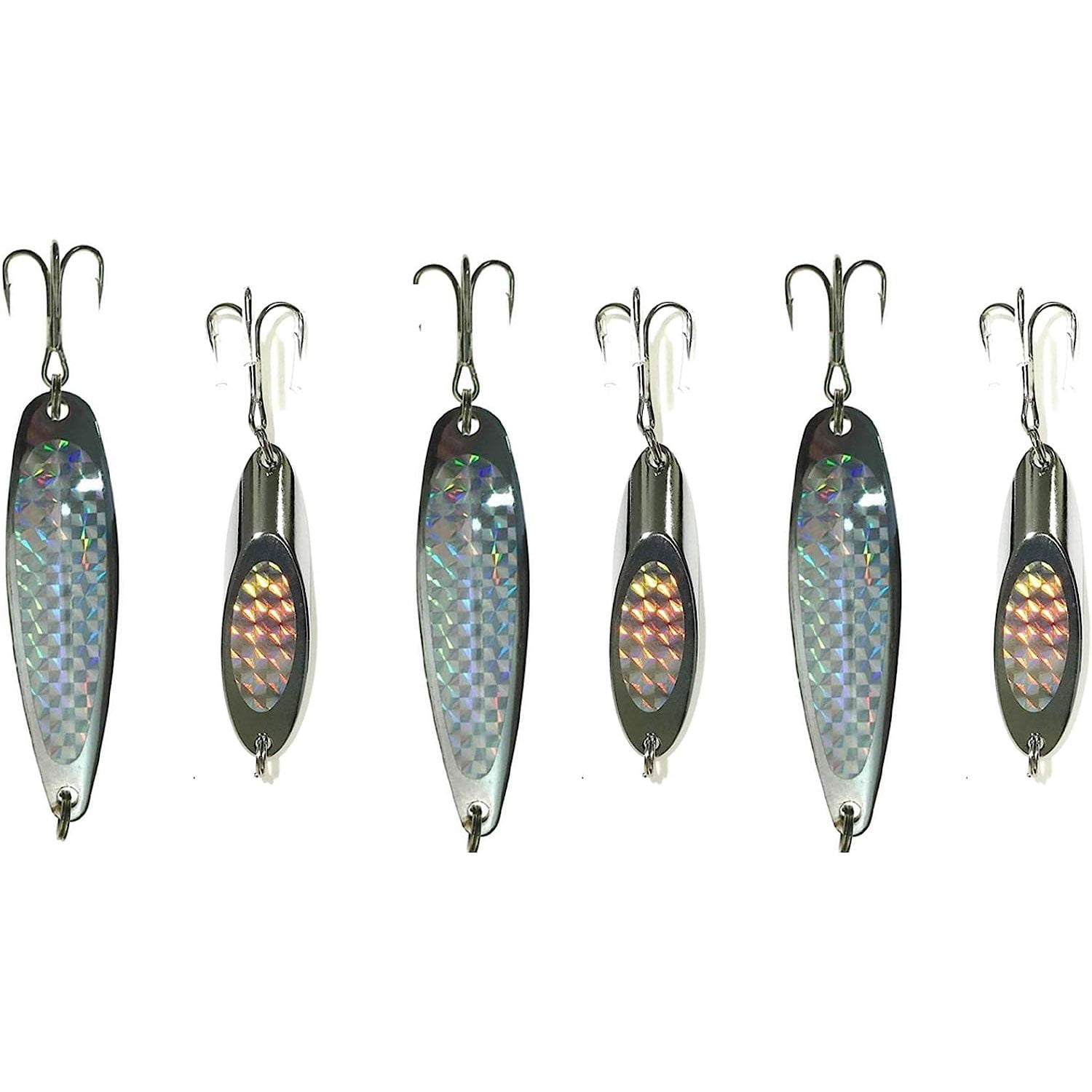 6-Piece 1oz Casting Spoons – Chrome/Silver Fishing Lures, Crocodile Spoon Design