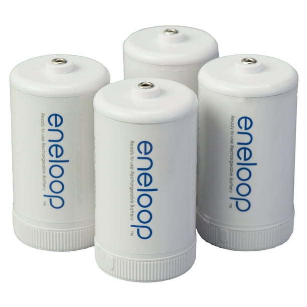 Panasonic eneloop BQBS1E4SA D Size Battery Adapters for use with NiMH Rechargeable AA Battery