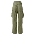 thumbnail image 4 of ZHOGXU Kids Boys Girls Cargo Pants With Multiple Pockets Elastic Waist Solid Color Wide Leg Comfortable Loose Fit Trousers For Outdoor Activities,Army Green,5-6 Years, 4 of 9