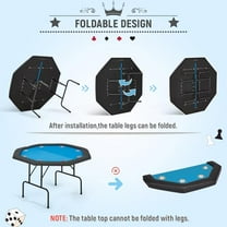 ECOTOUGE Game Poker Table Foldable, Folding Texas Holdem Poker Table with Collapsible Legs & Stainless Steel Cup Holders, Casino Leisure Gamimg Table for 8 Players, Blue