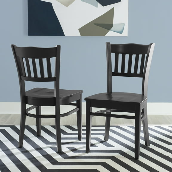 Linon Cabarrus Wood Dining Side Accent Chair, Set of 2, Black