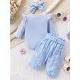 thumbnail image 3 of Suealasg Baby Girl Outfit Newborn Girl Spring Fall 4Pcs Clothes 3 6 12 18 24 Months Infant Girl Long Sleeve Ribbed Romper Daisy Print Pants Belt Headband Sets, 3 of 6