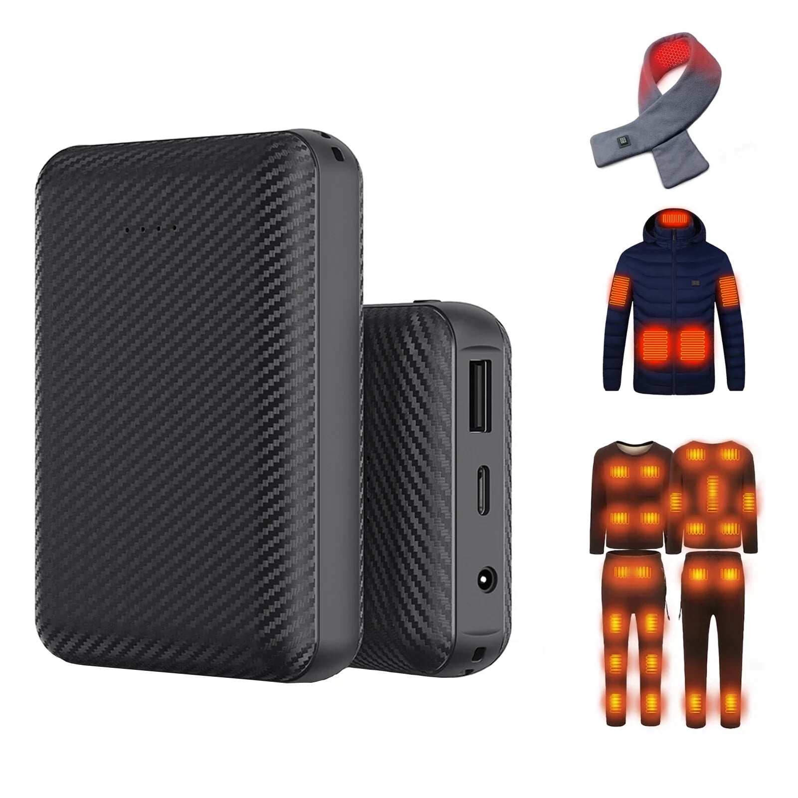 7.4V Portable Charger, 2 Pack 3A USB C Power Bank, 20000 mAh DC 3.5mm, Portable Battery Charger for Cell Phone and Heated Clothes,2P
