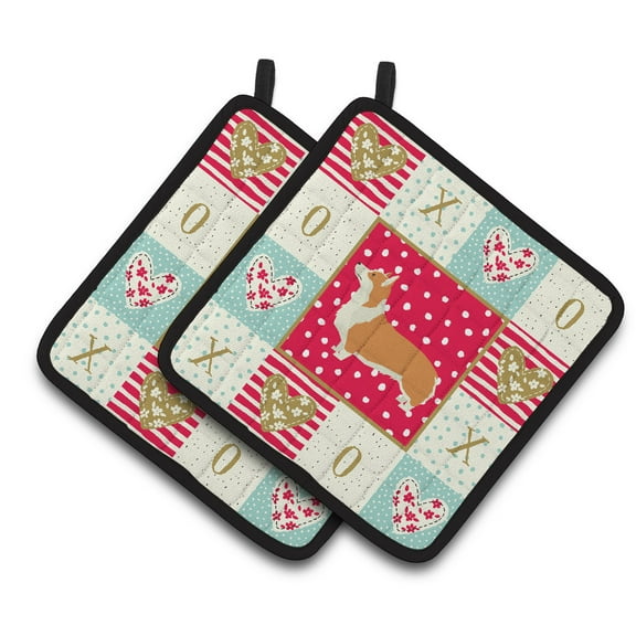Pembroke Corgi Love Pair of Pot Holders
