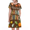 thumbnail image 1 of Balery Happy Thanksgiving With Gnome Vestidos sueltos de manga corta para mujer, vestidos de verano 2025, vestidos casuales de corte A con vuelo., 1 of 6