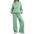 thumbnail image 2 of Two Piece Sets for Women Mock Neck Matching Sets Loungewear Fall Clothes Travel Outfits Fashion 2025 Light Green L, 2 of 6