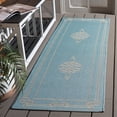 thumbnail image 2 of Safavieh Courtyard Andy Medallion Indoor/Outdoor Runner Rug, Aqua/Cream, 2'7" x 8'2", 2 of 12