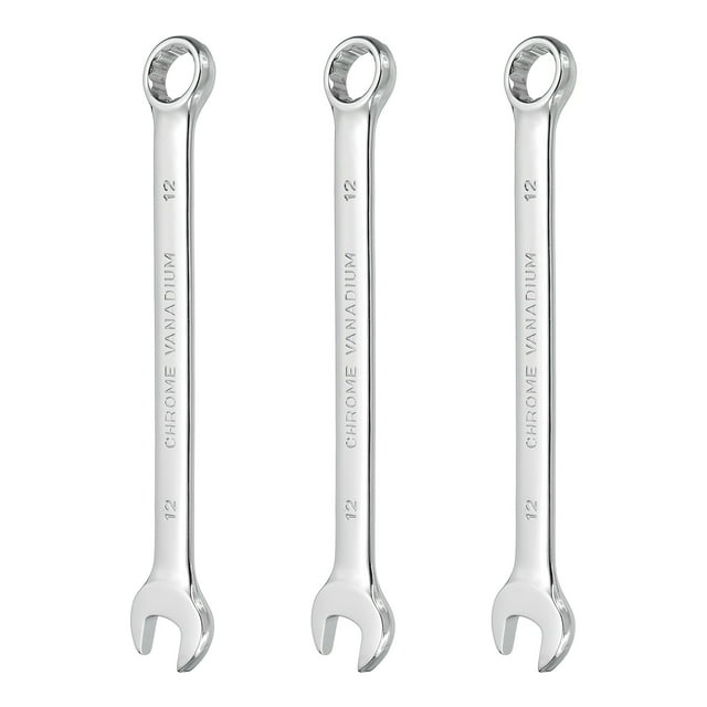 3Pcs Combination Wrench 12mm Metric 12-Point Box and Open End CR-V Steel Spanner