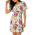 thumbnail image 2 of Pofeuu Christmas Cute Pigs Print Women's Loose Fit Short Sleeve Nightgown, Comfortable Sleep Dress for Women, Casual Lounge Sleepwear, Soft Cotton Sleep Dress, 2 of 6
