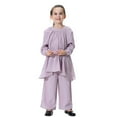thumbnail image 4 of Hjtefg Girls Abaya Dress Set Loose Flowy Pants Outfit For Everyday Wear Southeast Asian Style Comfortable Kids Soft Breathable Fabric,Color: Purple Size: 3-4 Years, 4 of 8
