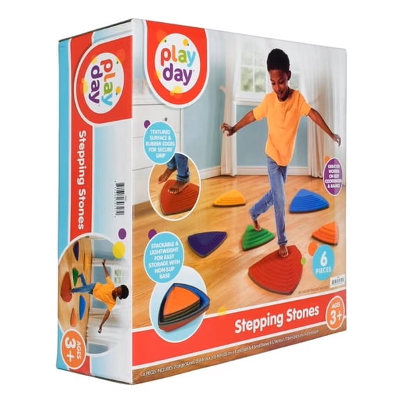 Play Day Stepping Stones for Kids, Non-Slip Balance Stones, 6 Pieces