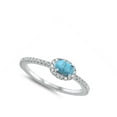 thumbnail image 4 of Clear CZ Simulated Turquoise Sideways Halo Oval Band Sterling Silver Ring White Female Size 4, 4 of 4