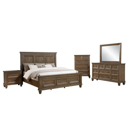 New Classic Furniture Mariana 5-Piece Wood Queen Bedroom Set w Chest in Mocha