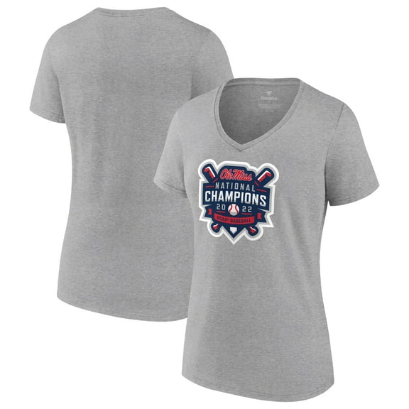 Women's Fanatics Heathered Gray Ole Miss Rebels 2022 NCAA Men's Baseball College World Series Champions Official Logo