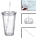 thumbnail image 3 of Vaso de plástico reutilizable, transparente, de doble pared y con pajita, apto para café y zumo (500 ml), 3 of 5