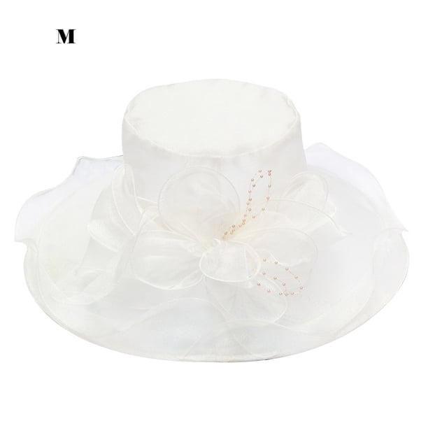 Flor Red Hilo Sombrero para el sol Playa Protector solar Sombrero para el sol Mujer Organza Sombrero de copa Wmkox8yii jkg5764