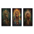 thumbnail image 2 of Designart "Holy Mary Radiating Aura IV" Christianism Framed Wall Art Set Of 3 - Green Traditional Frame Gallery Wall Set For Home Decor, 2 of 6