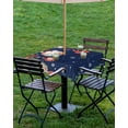 thumbnail image 4 of Fsddascl Navy Blue Christmas Balls Outdoor Tablecloth - 60x60 Inch Square Dining Table Cover, Xmas Poinsettia Botanical Waterproof Outdoor Table Cloth with Umbrella Hole & Zipper for Picnic/Patio, 4 of 7