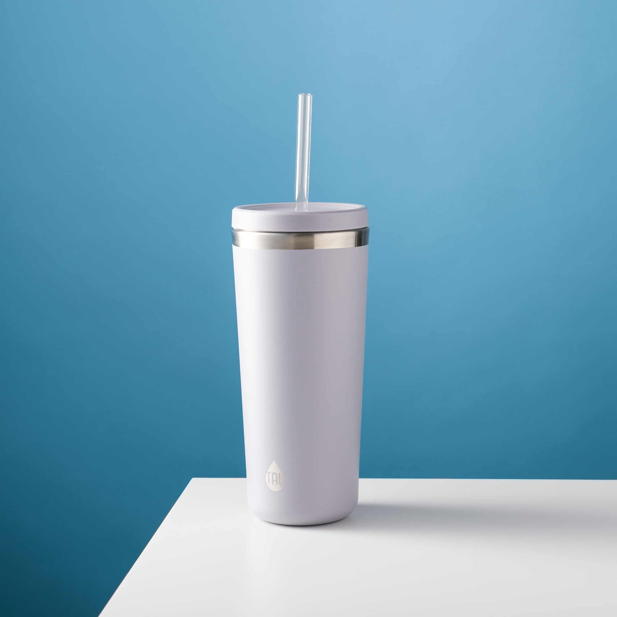 (1 pack) TAL Stainless Steel Ranger Tumbler with Straw 24oz, Gray Blue