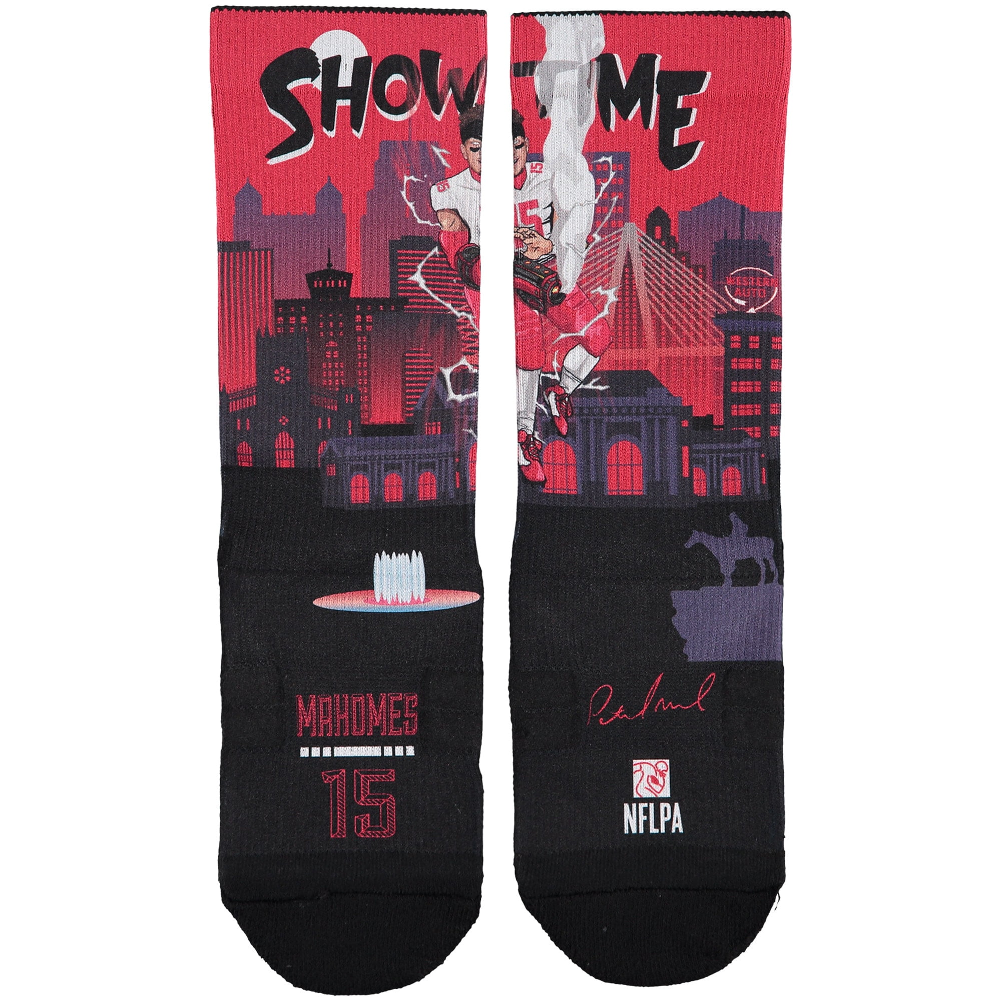 Strideline Patrick Mahomes Kansas City Chiefs #15 Unisex All Over Print Name /& Number Crew Socks