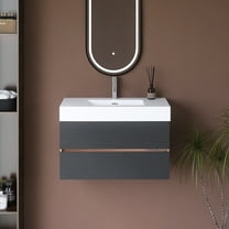 36" Wall Mounted Floating Bathroom Vanity with White Quartz Sink