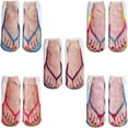 thumbnail image 4 of Polyester cotton 3D Pattern Manicure Print Socks Short Over Ankle Boat Socks Elasticity Manicure Socks Ribbed Knitted Trim 3, 4 of 6