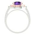 thumbnail image 4 of Clara Pucci 14K White/Rose Gold 2.6ct Amethyst Halo Ring for Women, 4 of 8