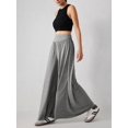 thumbnail image 3 of Women'S Elastic High Waist Casual Lounge Loose Palazzo Pants with Pockets Flowy Fall Long Trousers Light Gray M, 3 of 6