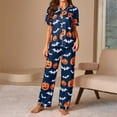 thumbnail image 2 of CONFREE Halloween Pajamas Set For Women Short Sleeve Cartoon Pumpkin Ghost Sleepwear Tops Pants Hallowmas Homewear Sets Lovely Nightwear, 2 of 6