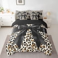 thumbnail image 2 of Feelyou Black Bowknot Ribbon Twin Bedding Sets 7pcs, Leopard Cheetah Print Comforter Set, 2 of 8