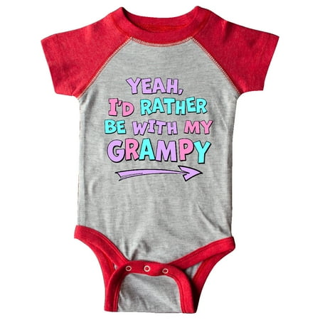 

Inktastic Yeah I d Rather be with My Grampy in Pink Blue and Purple Gift Baby Boy or Baby Girl Bodysuit