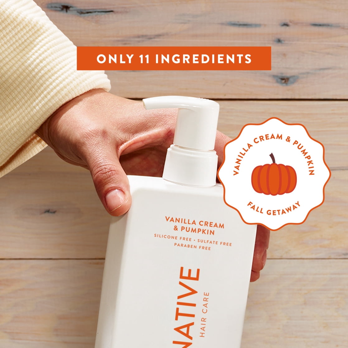 Native Limited Edition Moisturizing Shampoo, Vanilla Cream and Pumpkin, for Women and Men 16.5 oz