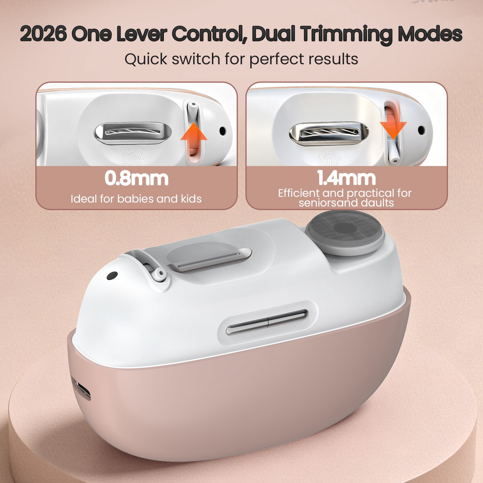 Electric Nail Clippers Automatic Nail Trimmer with Polishing Head, Dual Trimming Modes, Dust Storage, 2 Speed Settings, LED Light, Safe for Baby, Kids, Adults and Seniors