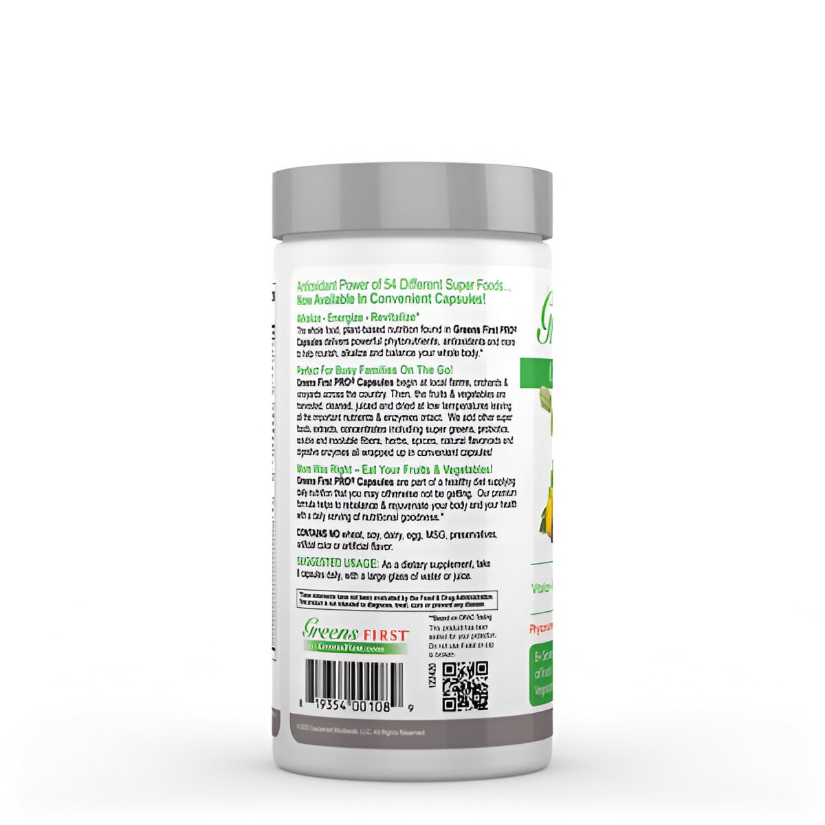 Greens First Phytonutrient Capsules - 49 Antioxidant-Rich Superfoods with Organic Fruits & Veggies, Prebiotics, Probiotics, and Digestive Enzymes - 180 Capsules