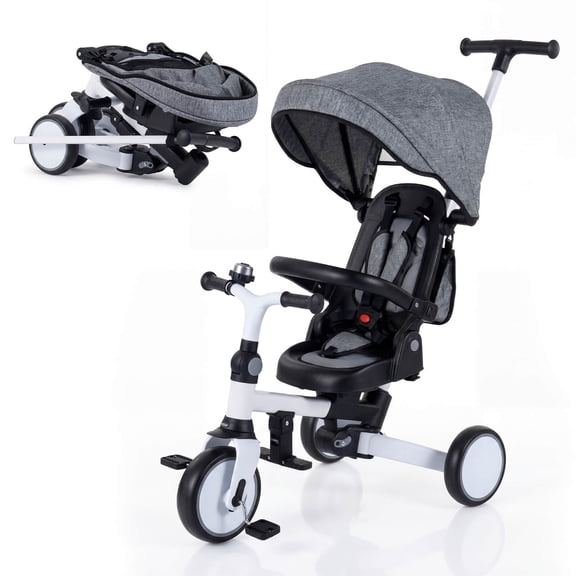 Infans 8-in-1 Toddler Trike w/Removable Adjustable Canopy Push Handle Safety Harness