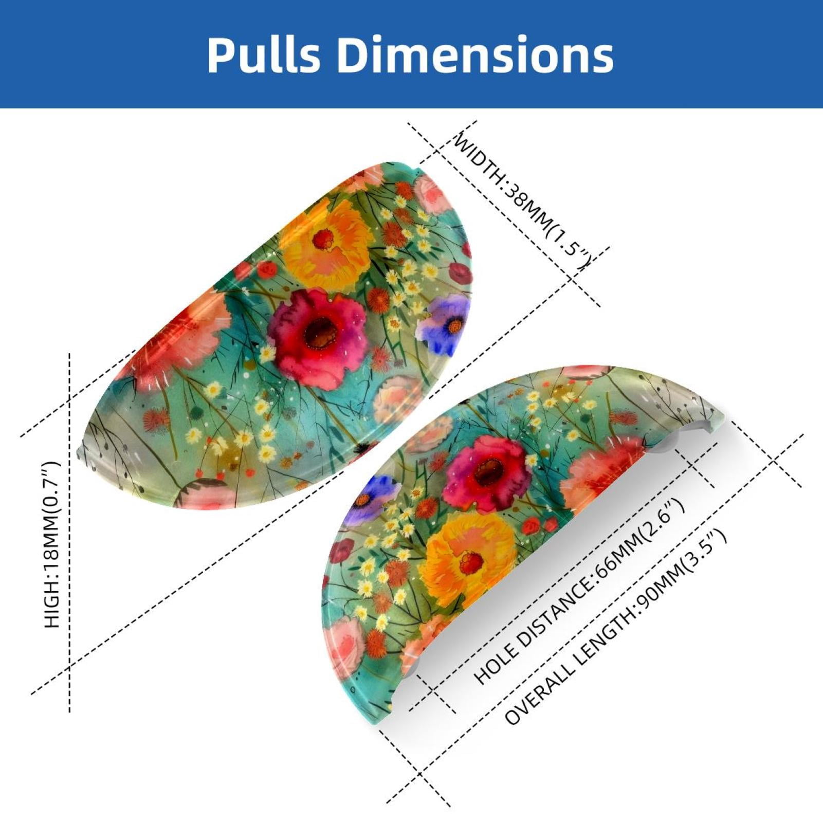 PhooArto 6 Pcs Cup Drawer Pulls, Watercolor Floral Painting Shell Shape Handles Cabinet Knobs for Dresser Cupboard Closet Wardrobe with Screws