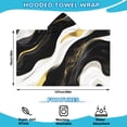 thumbnail image 2 of Black and Gold Marble Layered Waves Pattern Hooded Bath Towel，50"x30" for Ages 3 To 12 Kids, Quick Dry Lightweight Soft Microfiber Hood Beach Towel Cover Up for Kids, 2 of 7