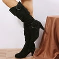thumbnail image 2 of Bottes Mi-Mollet pour Femmes - Mode Automne et Hiver en Suède, Talon Fin, Confortables, Chaussures Unies pour Femmes, 2 of 7