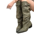 thumbnail image 5 of hopeusnice Women Knee High Slouchy Boots With Single Buckle Strap Pointed Toe Chunky Heel For Fashionable Evening Looks Gray 41, 5 of 8
