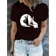 thumbnail image 1 of Camiseta Básica para Mujer Verano TranspirableCreative Rabbit Gesture Pattern Printed Women'S Trendy Round Neck Short Sleeve, Simple Casual Sports T-Shirt, Comfortable Summer Top for Holidays.Father, 1 of 7