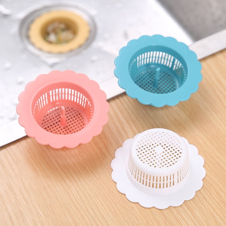 Pink Sewer Plug Floor Drain Cover - Brass Filter Basket For Kitchen Sink, 4x3 Inches, Easy Drop-In Design