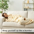 thumbnail image 3 of PAVILIA Burrito Tortilla Blanket, Double Sided Taco Flour Wrap Novelty Throw for Kid Boy Girl Teen, Realistic Food Blanket, Funny Gag Gift for Birthday, Beige Flour 47in, 3 of 8