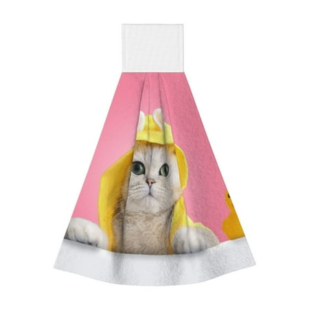 

Ocsxa A Funny Cat for Hand Towels Hand Wipes with Velcro Soft and Fast Absorbent Hanging Towels Reusable Cleaning Cloth for Kitchen/Bathroom/Laundryroom 14x18In