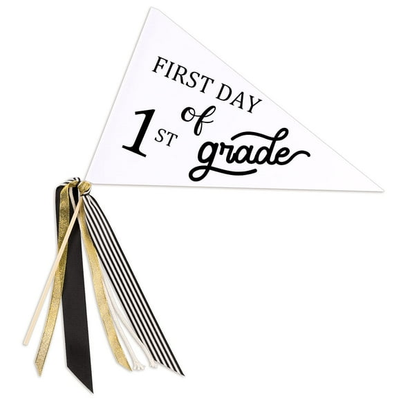 CINPIUK Drapeau du Premier Jour d'École DIY 2024 Fanions de Rentrée Scolaire Drapeau du Premier Jour de 1ère Année avec Rubans Créez Votre Propre Accessoire Photo Scolaire Blanc