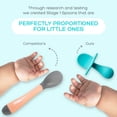 thumbnail image 4 of Grabease Baby Silicone Spoon Set for Baby-Led Weaning & First Stage Self-Feeding: Soft, Safe 100% Food-Grade Silicone; BPA-, PVC- Latex- & Phthalates-Free and Dishwasher Safe; Set of 2 Teal Spoons, 4 of 7
