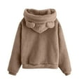 thumbnail image 3 of KDDYLITQ Hoodie Women Cat Ear Furry Comfy Shirts Y2k Hooded Loose Fit Tops Cute Fluffy Casual Clothing Kawaii Solid Fuzzy Dressy Sweater Khaki S, 3 of 4