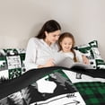 thumbnail image 5 of Feelyou Wildlife Moose Deer Queen Comforter Set, Green Buffalo Bedding Comforter Set, 3pcs, 5 of 8