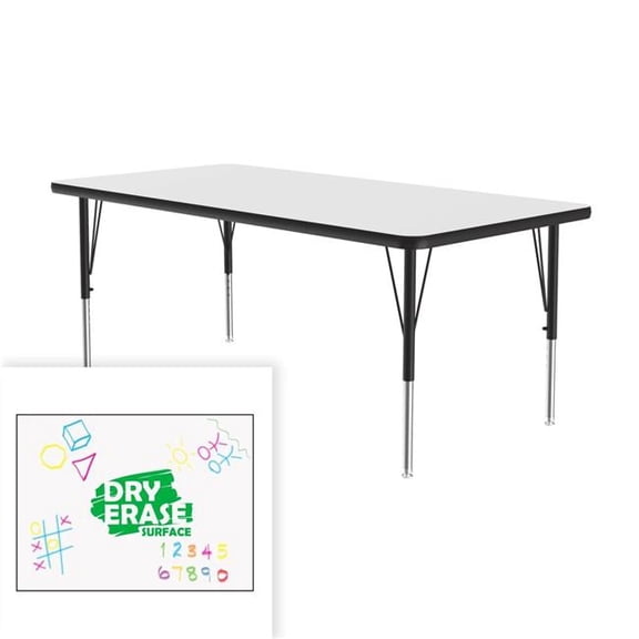 Correll A3048DE-REC-80-09-45 30 x 48 in. Deluxe Dry Erase Markerboard High Pressure Top Activity Table - Frosty White - Rectangle