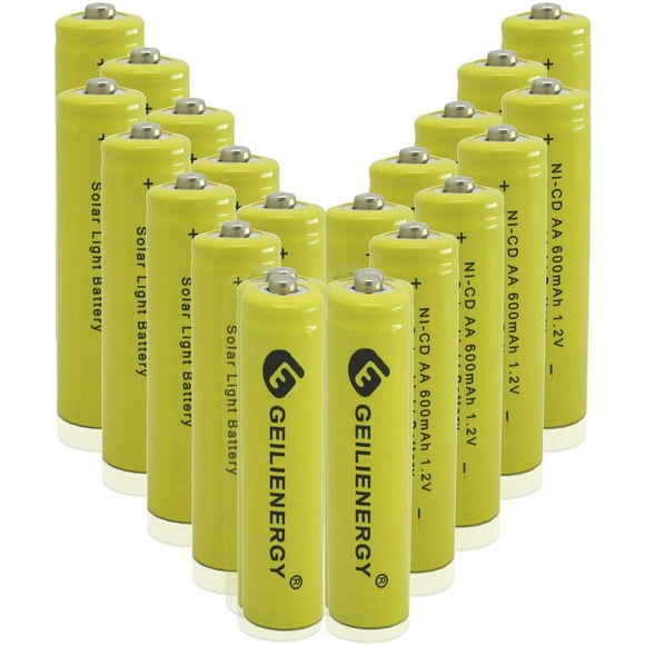 AIR-Solar Light Batteries AA NICD AA 600mAh 1.2V Rechargeable Batteries for Solar Lamp (Pack of 20)