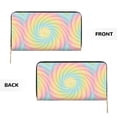 thumbnail image 4 of Leather Wallet 8 X 4.3 In Comfortable Light Waterproof And Durable Zipper Design Easy To Carry Lightgreen Tie Dye Background Rainbow Colors_1, 4 of 8